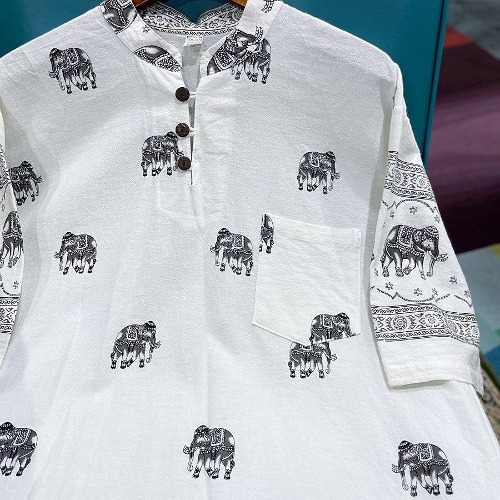 타일랜드 코끼리 하프 버튼 셔츠 (XL)